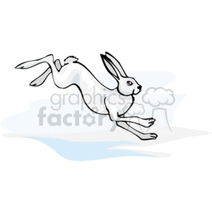 This is a clipart image of a single rabbit leaping or running.