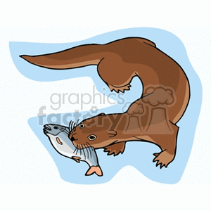 otter catching fish