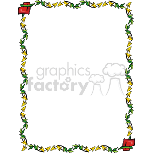 The image appears to be a decorative clipart border featuring a pattern of alternating yellow and green leaves. The hearts and leaves are linked together to form a continuous chain-like border around the edge of the image, leaving a large empty space in the center, which could be used to frame text or another image. There are also red accents on the corners that resemble small banners or tags. This could be used for weddings, valentines day.