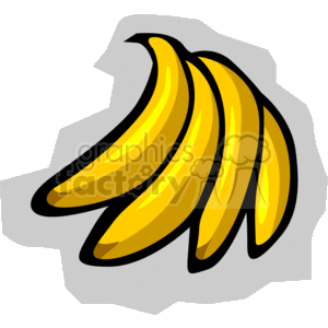 The image is a clipart illustration of a bunch of ripe bananas.