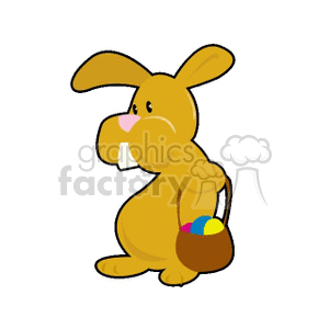 Buck toothed brown rabbit holding Easter basket