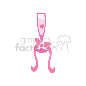 The clipart image depicts a decorative champagne glass with a pink theme. It features a heart on the glass and a pink ribbon bow on the stem, which is indicative of a celebratory event, such as a wedding.