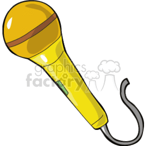 The clipart image showcases a yellow handheld microphone with a cable. It depicts the microphone as a classic, dynamic mic commonly used for vocal performances in music settings.