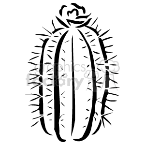 The clipart image depicts a stylized representation of a cactus with a flower blooming on top. The cactus has numerous spines covering its ridged body.