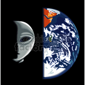 A picture of an Alien and the Earth
