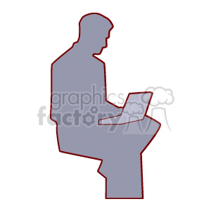 A Silhouette of a Man Working on a Laptop Sitting Leg Crossed
