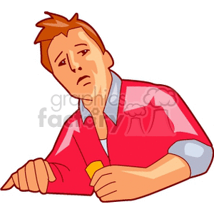 A Man With a Red Shirt Sitting Sad