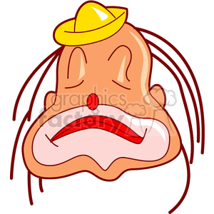 A Sad Clown Face Closing his Eyes Wearing A Small Yellow Hat