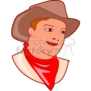 A Smiling Cowboy with a Red Bandana and a Brown Leather Hat
