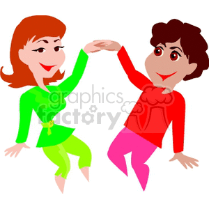 A Couple Dressed in Bright Colors Dancing and Holding Hands