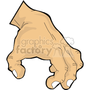 The clipart image displays a human hand with fingers slightly curled inward, as though it is reaching for something or making a gesture. The hand appears to be drawn in a stylized manner with simple shading and highlights to give it a three-dimensional appearance.