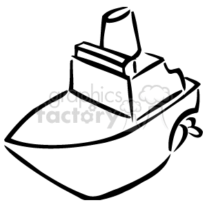 The clipart image depicts a simple line drawing of a toy boat. There are no people or kids visible in the image, only the boat.