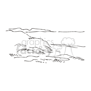 The image is a simple black and white line drawing that represents an ocean or coastal scene. It features stylized waves that suggest the motion of water. There are no distinct landmarks that specifically indicate it's the East Coast, but the keywords provided suggest a generic representation of the ocean along eastern shores.