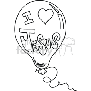 The clipart image depicts a balloon with the words I [Heart] Jesus inscribed on it. The representation demonstrates a declaration of love or affection for Jesus, which is a common expression among Christians.