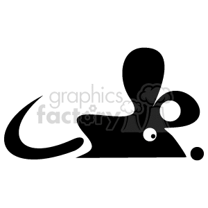 This clipart image features a stylized silhouette of a mouse with prominent eyes, ears, and a long, curved tail. The mouse is facing the right side of the image.