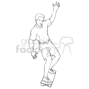The clipart image depicts a skateboarder in the act of skateboarding. The character is shown in a dynamic pose with one foot on the skateboard and the other slightly raised. They appear to be in motion, possibly performing a trick or just cruising.