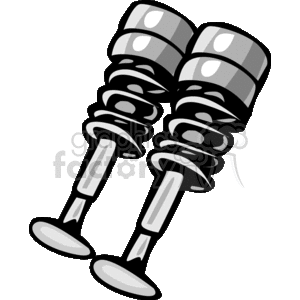 The clipart image depicts two stylized pistons, often found in the engines of vehicles. The pistons are shown with connecting rods attached, which are typically used to transfer motion to the crankshaft.