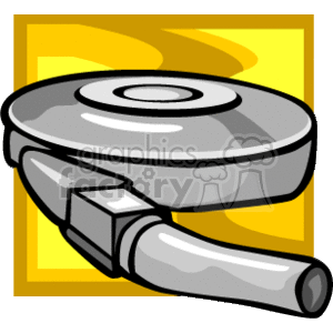The clipart image depicts a stylized air filter, commonly used in vehicle engine systems. It is an illustration rather than a photograph, featuring a circular air filter housing with an intake pipe, against a yellow background.