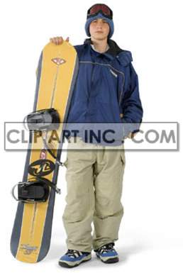 Teenage Boy Getting Ready to Go Snowboarding