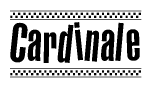 The clipart image displays the text Cardinale in a bold, stylized font. It is enclosed in a rectangular border with a checkerboard pattern running below and above the text, similar to a finish line in racing. 