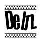 The clipart image displays the text Debz in a bold, stylized font. It is enclosed in a rectangular border with a checkerboard pattern running below and above the text, similar to a finish line in racing. 
