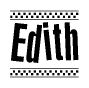 The clipart image displays the text Edith in a bold, stylized font. It is enclosed in a rectangular border with a checkerboard pattern running below and above the text, similar to a finish line in racing. 