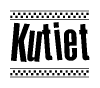 The clipart image displays the text Kutiet in a bold, stylized font. It is enclosed in a rectangular border with a checkerboard pattern running below and above the text, similar to a finish line in racing. 