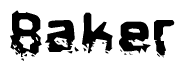 The image contains the word Baker in a stylized font with a static looking effect at the bottom of the words