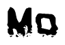 This nametag says Mo, and has a static looking effect at the bottom of the words. The words are in a stylized font.