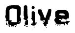 The image contains the word Olive in a stylized font with a static looking effect at the bottom of the words
