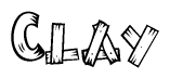 The clipart image shows the name Clay stylized to look like it is constructed out of separate wooden planks or boards, with each letter having wood grain and plank-like details.