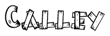 The clipart image shows the name Calley stylized to look like it is constructed out of separate wooden planks or boards, with each letter having wood grain and plank-like details.