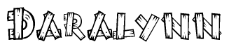The image contains the name Daralynn written in a decorative, stylized font with a hand-drawn appearance. The lines are made up of what appears to be planks of wood, which are nailed together