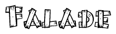 The clipart image shows the name Falade stylized to look as if it has been constructed out of wooden planks or logs. Each letter is designed to resemble pieces of wood.