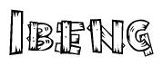 The clipart image shows the name Ibeng stylized to look like it is constructed out of separate wooden planks or boards, with each letter having wood grain and plank-like details.