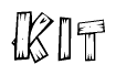 The image contains the name Kit written in a decorative, stylized font with a hand-drawn appearance. The lines are made up of what appears to be planks of wood, which are nailed together