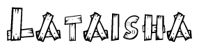 The clipart image shows the name Lataisha stylized to look like it is constructed out of separate wooden planks or boards, with each letter having wood grain and plank-like details.