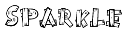 The image contains the name Sparkle written in a decorative, stylized font with a hand-drawn appearance. The lines are made up of what appears to be planks of wood, which are nailed together