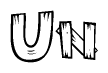 The image contains the name Un written in a decorative, stylized font with a hand-drawn appearance. The lines are made up of what appears to be planks of wood, which are nailed together