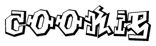 The image is a stylized representation of the letters Cookie designed to mimic the look of graffiti text. The letters are bold and have a three-dimensional appearance, with emphasis on angles and shadowing effects.
