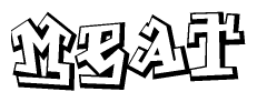 The clipart image features a stylized text in a graffiti font that reads Meat.