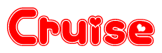 The image displays the word Cruise written in a stylized red font with hearts inside the letters.