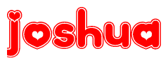 The image displays the word Joshua written in a stylized red font with hearts inside the letters.