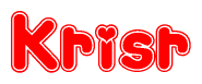 The image displays the word Krisr written in a stylized red font with hearts inside the letters.