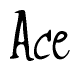 The image is a stylized text or script that reads 'Ace' in a cursive or calligraphic font.