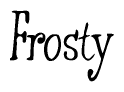 The image is a stylized text or script that reads 'Frosty' in a cursive or calligraphic font.