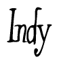 The image contains the word 'Indy' written in a cursive, stylized font.
