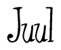 The image contains the word 'Juul' written in a cursive, stylized font.