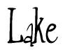 The image is of the word Lake stylized in a cursive script.