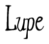 The image is a stylized text or script that reads 'Lupe' in a cursive or calligraphic font.